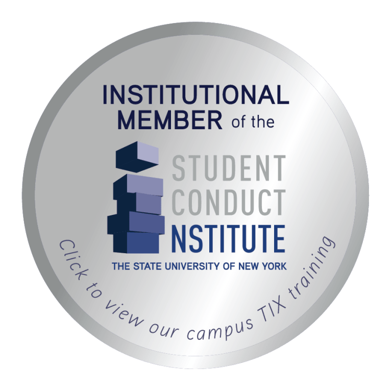 Institutional Member of the Student Conduct Institute The State University of New York. Click to view our campus T IX training