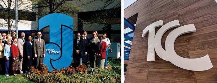 TJC Statue and tcc sign