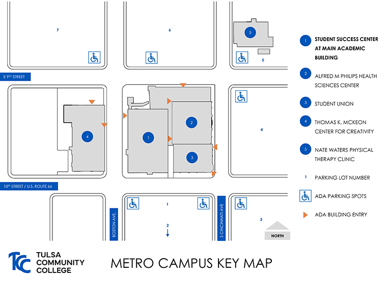 TCC Metro Campus ADA Parking and Entry Map