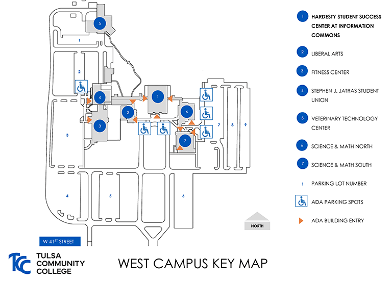 TCC West Campus Parking Map