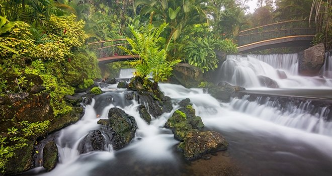 Natural hot springs of Tabacon in Arenal Volcano National Park (Costa Rica)